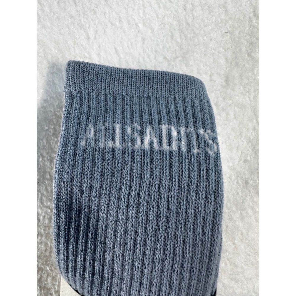 AllSaints Crew Sock 3 Pairs Womens Blue White Black Logo Ribbed Knit 5-10 NEW - Picture 3 of 4
